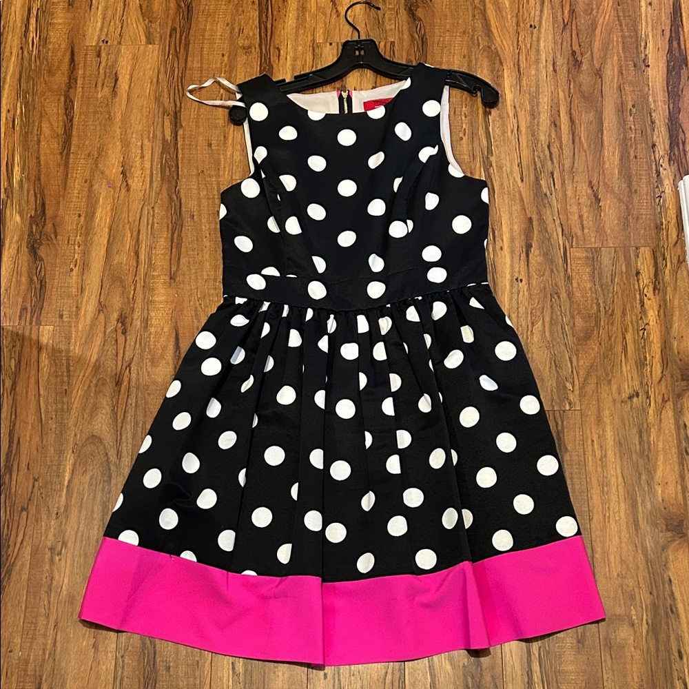Women’s Polka Dot Dress with Pink Hem